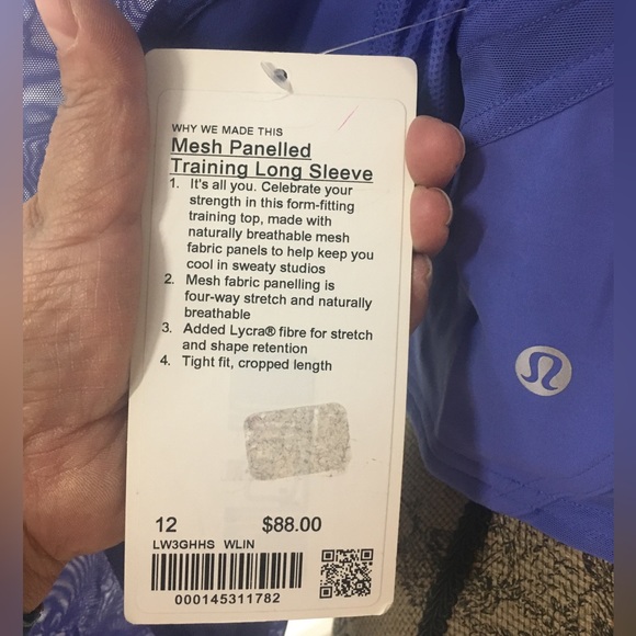New With Tags Lululemon Mesh Panelled Training Long Sleeve Shirt Wild Indigo 12 - Picture 8 of 16